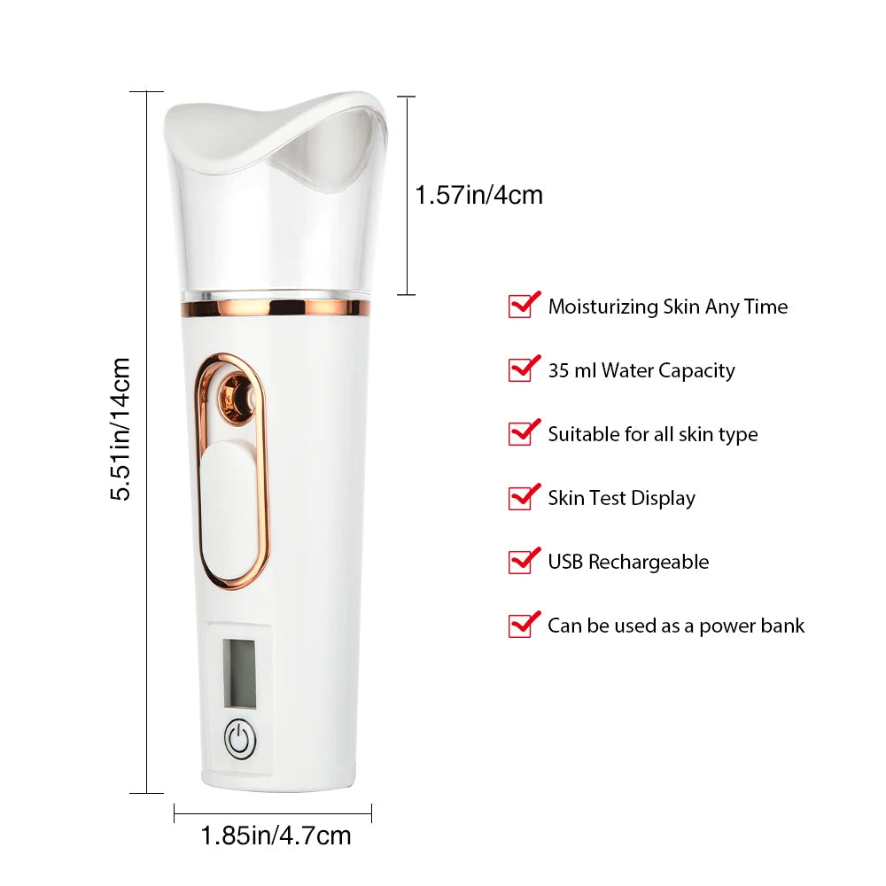 Nano Spray Facial Steamer Mini Handheld Portable Mist Sprayer Water Replenishment Instrument Hydration Humidifier Skin Care Tool