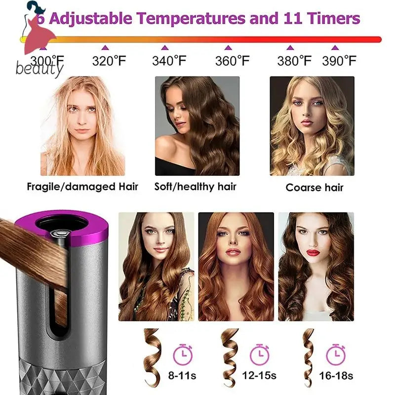 USB Auto Rotate Ceramic Hair Curler Portable Auto Curler LED Display Temperature Professional Curler Automatic Curlin Iron Curls