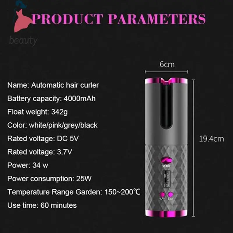 USB Auto Rotate Ceramic Hair Curler Portable Auto Curler LED Display Temperature Professional Curler Automatic Curlin Iron Curls