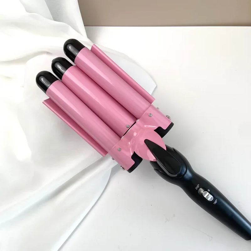 Curling Iron Wand with Lcd Temperature Display - 1 Inch Ceramic Tourmaline Triple Barrels Coating Hair Curler