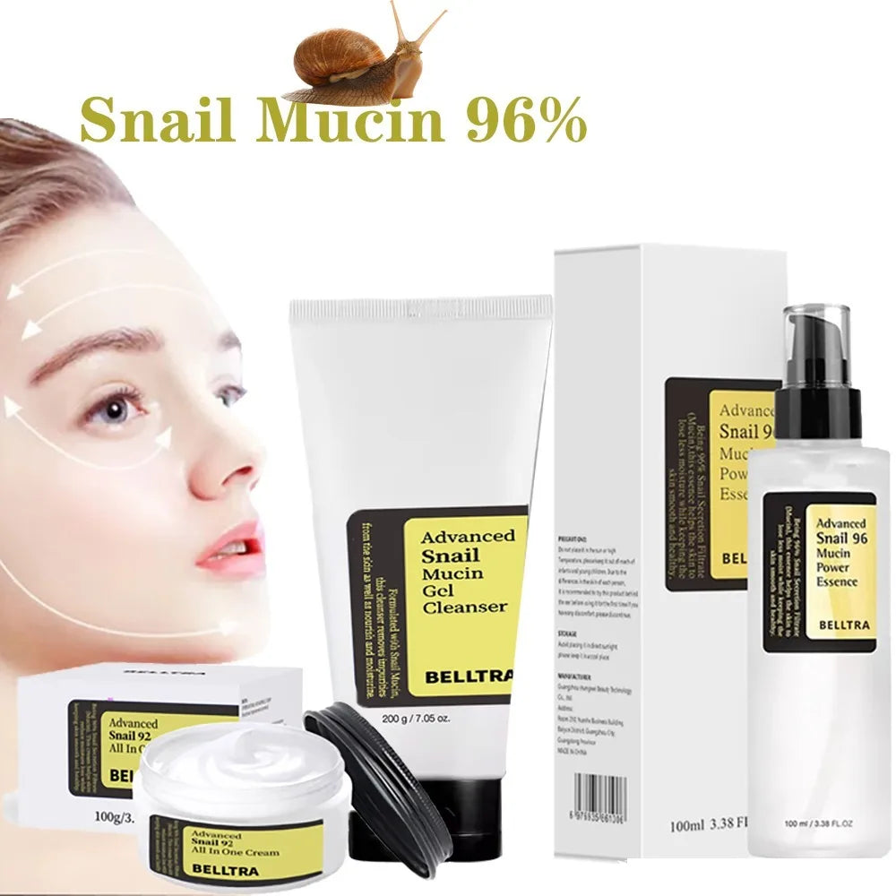 Snail Mucin 96% Korean Skin Care Facial Essence Fading Fine Lines Repair Essence Firming Facial Snail Brightening Anti-Aging Set