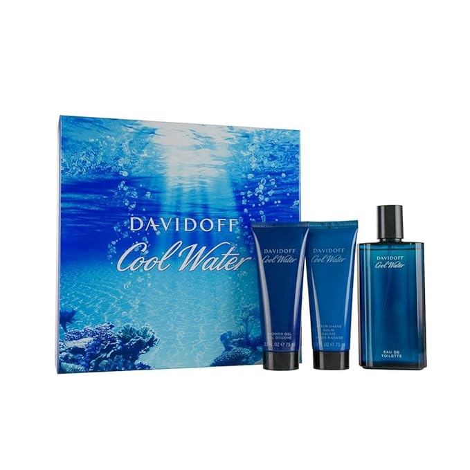 Davidoff Cool Water EDT 125ml Spray + 75ml Shower Gel + 75ml Aftershave Balm