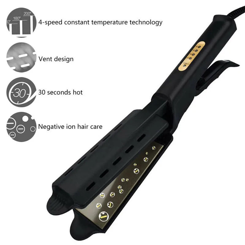 Hair Straightener Four-Gear Temperature Adjustment Ceramic Tourmaline Ionic Flat Iron Widen Panel Professional Styling Tool