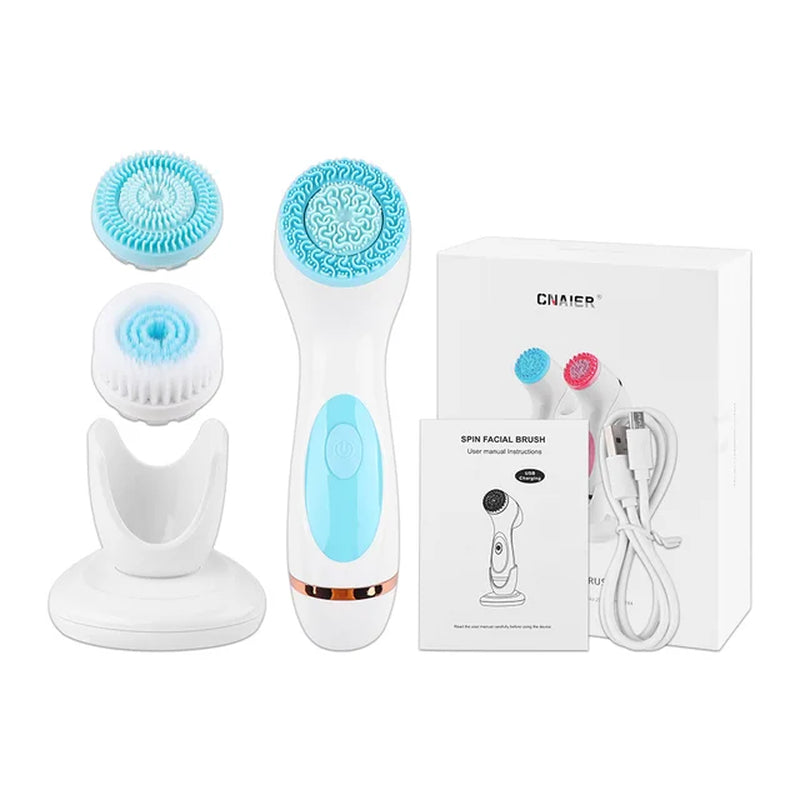 Electric 4In1 Face Cleansing Brush Sonic Blackhead Exfoliating Silicone Face Cleaner Skin Tightening Massage Home Spa Skin Care