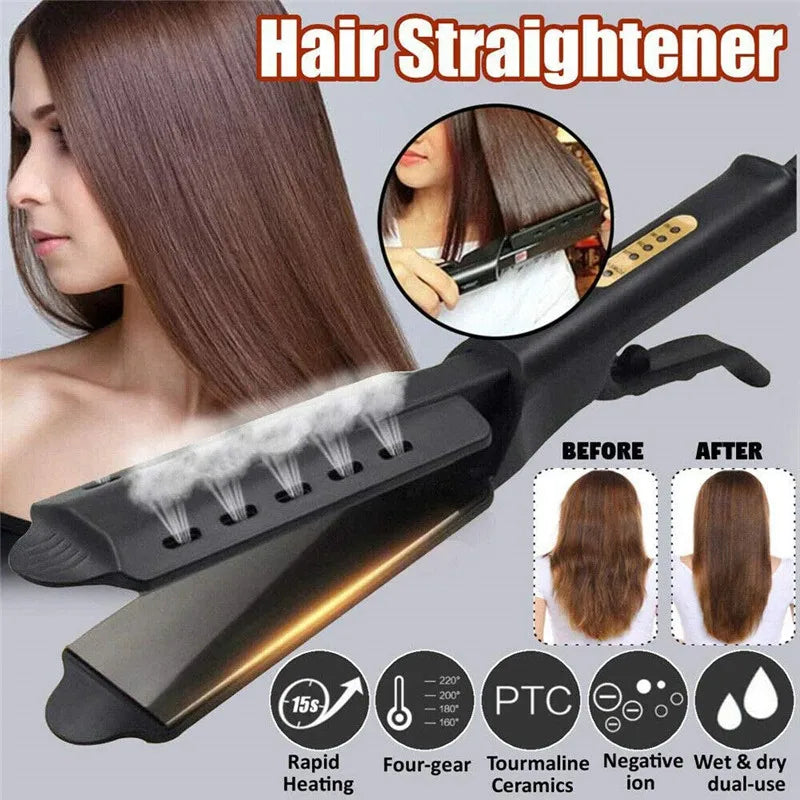 Hair Straightener Four-Gear Temperature Adjustment Ceramic Tourmaline Ionic Flat Iron Widen Panel Professional Styling Tool