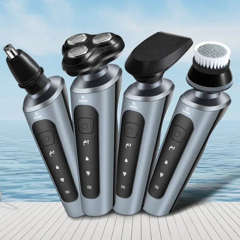 Electric Shavers for Men Waterproof Electric Trimmer Razor Wet & Dry Use Rechargeable Battery Rotary Shavers Machine Shaving