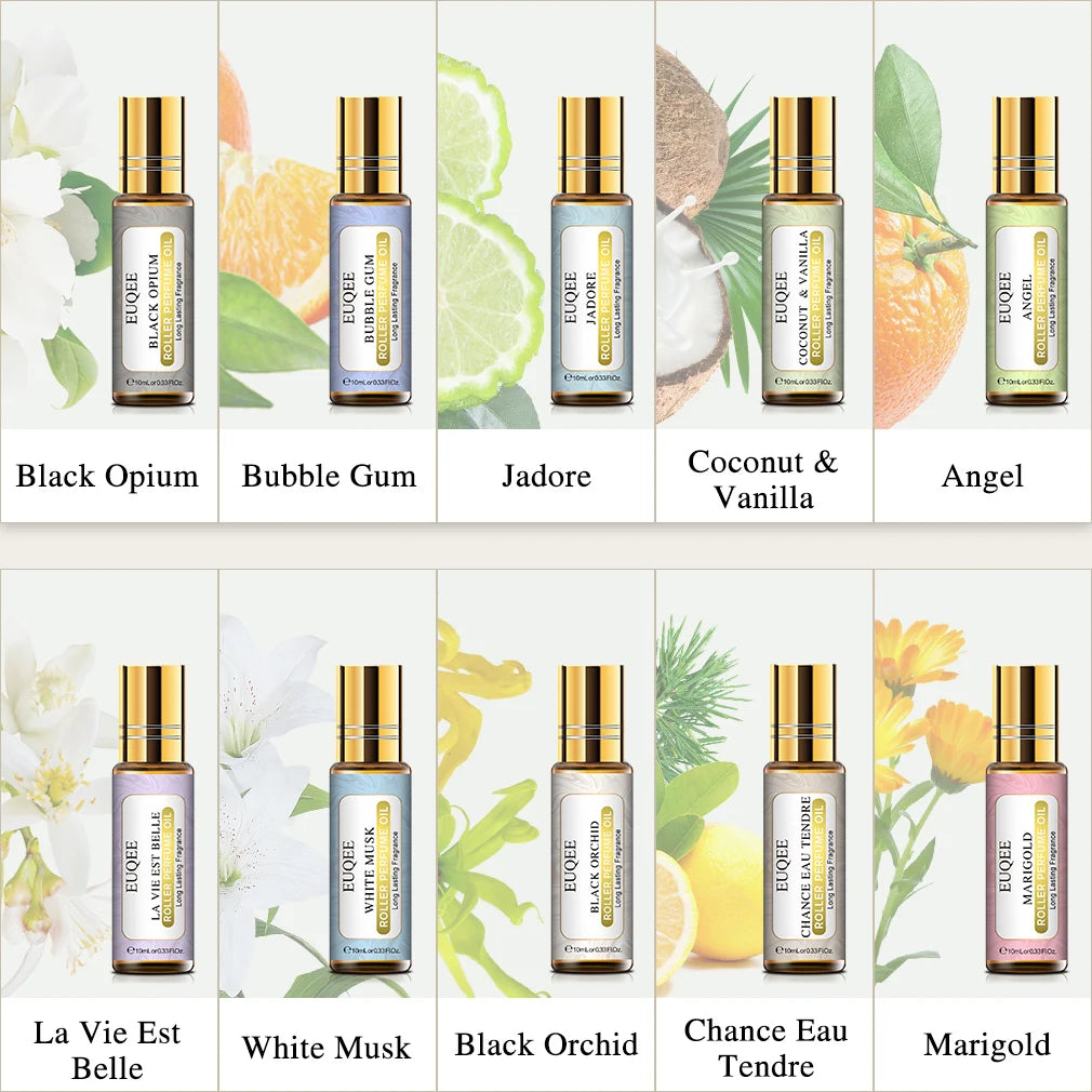 10 Bottles Women Fragrance Oil Gift Set Bubble Gum Jadore White Musk 10Ml Roller Fragrance Oil for Diffuser Top Selling