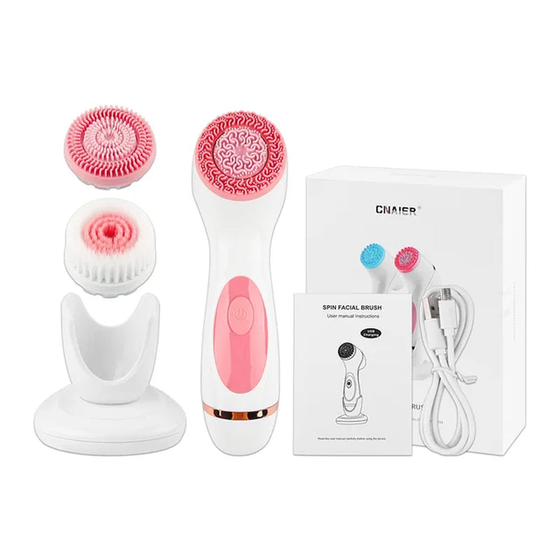 Electric 4In1 Face Cleansing Brush Sonic Blackhead Exfoliating Silicone Face Cleaner Skin Tightening Massage Home Spa Skin Care