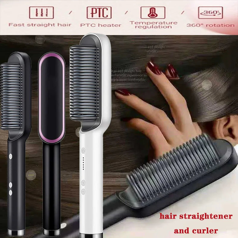 Hair Straightener and Curler Proffesional Hair Straightener Machine Brush Ceramic Dry Wet Thermostatic Hair Curling Tools