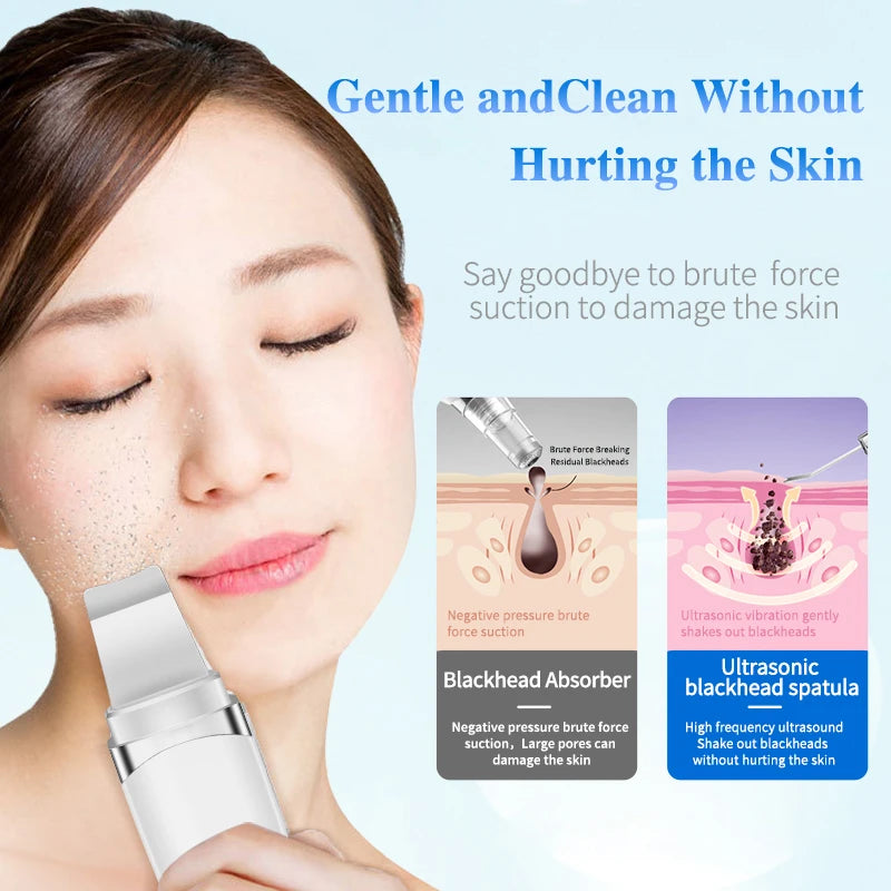 Beauty Blackhead Face Spatula Ultrasonic Facial Cleaner Face Scrub Beauty Care Skin Scrubber Dermaplaning Facial