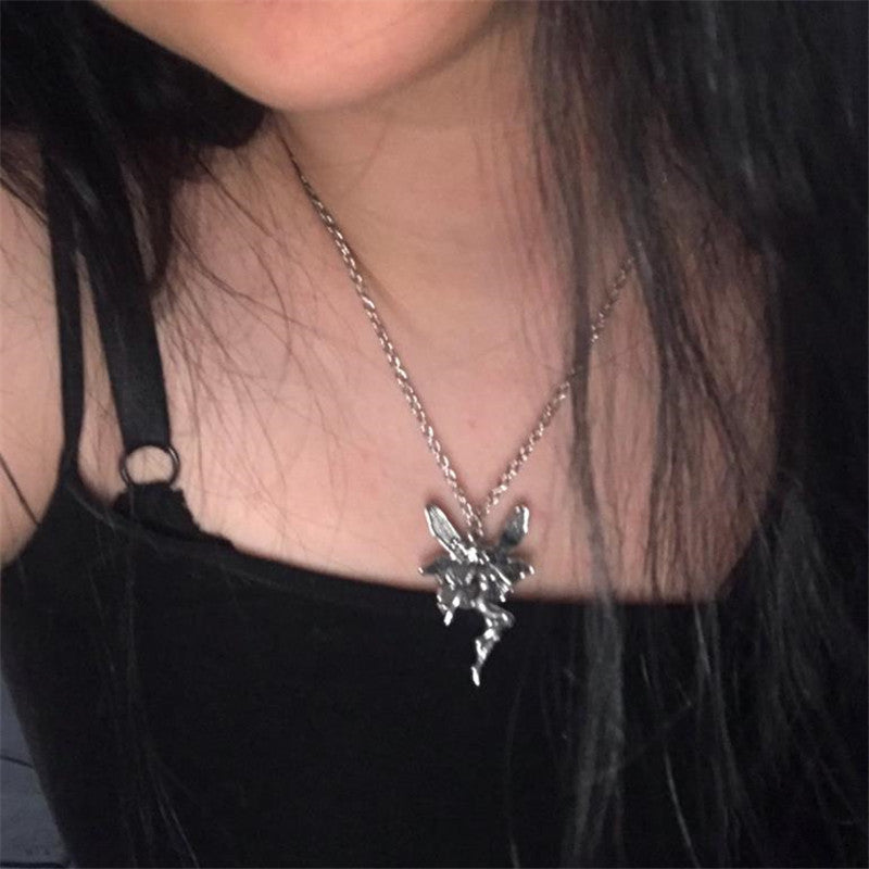 Stainless Steel Chain Fashion Retro Butterfly Elf Necklace Women