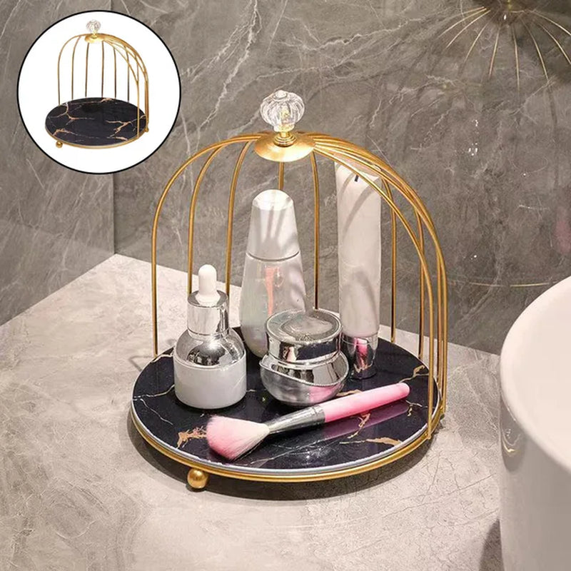 Nordic Bird Cage Desk Cosmetics Rack Perfume Skin Cares Organizer Cake Cupcakes Serving Bathroom Makeup Display Stand Holder